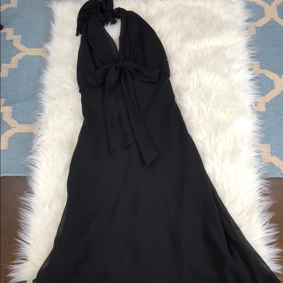BCBG black silk hi low halter dress - Picture 4 of 8